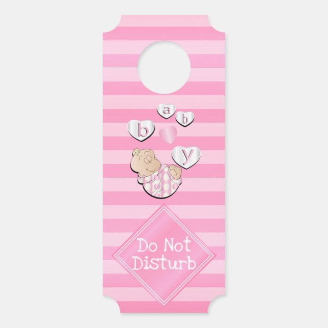 Baby Girl - Nicht stören - rosa Türanhänger (Vorderseite)