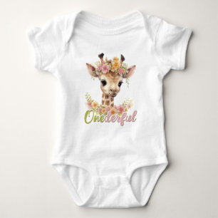 Baby Girl Onederful Giraffe Wild 1 1. Geburtstag Strampler
