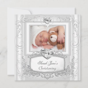 Baby Girl or Boy Christening Taufe Kreuz Weiß Einladung