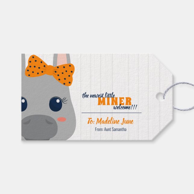 Baby Girl Orange Donkey Geschenkanhänger (Vorderseite (Horizontal))