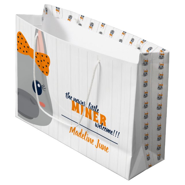 Baby Girl Orange Donkey Große Geschenktüte (Vorderseite Schrägansicht)