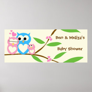Baby Girl Owl Baby Showbanner Poster