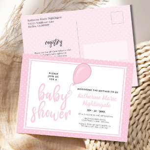 Baby Girl Pastel Pink Kinderdusche Einladung Postkarte