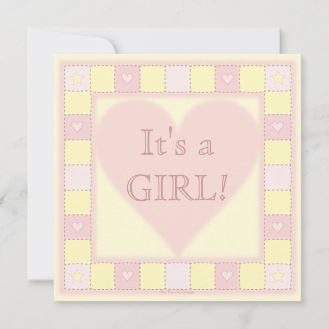Baby Girl Patchwork Quilt Babydusche Einladung (Vorderseite)