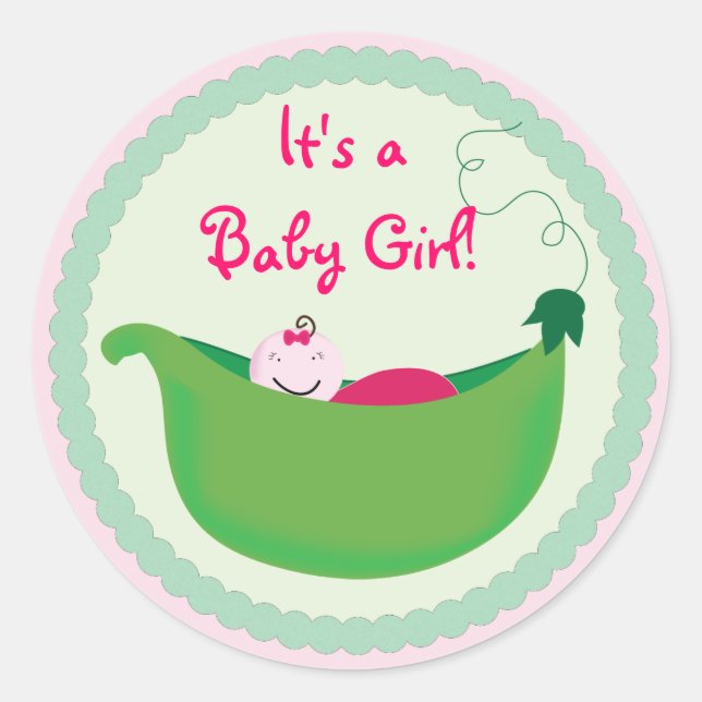 Baby Girl Pea Pod Cupcake Toppers & Stickers (Vorderseite)