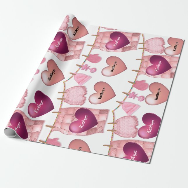 Baby Girl Personalisiert Geschenkpapier (Ungerollt)