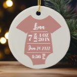 Baby Girl Photo First Christmas Keepsake Keramik Ornament<br><div class="desc">A sweet first ornament for new parents and baby! Add the birth details to the front and a personal photo to the back using the personalization feature.</div>