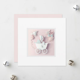 Baby Girl Pink 3d-Effekt Feiertagskarte