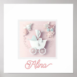 Baby Girl Pink 3d-Effekt Poster