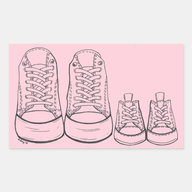 Baby Girl Pink Big Little Sneakers New Arrival Rechteckiger Aufkleber (Vorderseite)