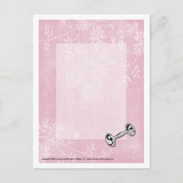 Baby Girl Pink Blume Postcard Postkarte (Vorderseite)