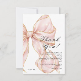 Baby Girl Pink Bow Baby Shower Dankeskarte