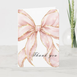 Baby Girl Pink Bow Baby Shower  Dankeskarte