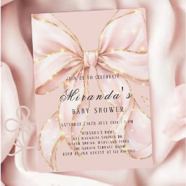 Baby Girl Pink Bow Baby Shower Invitation Einladung