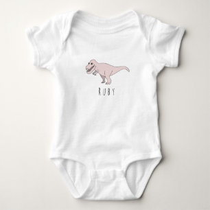 Baby Girl Pink Doodle T-Rex Dinosaurier mit Name Strampler
