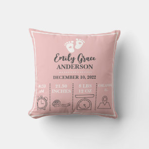 Baby Girl Pink Feet Neue Geborene Geburtserklärung Kissen