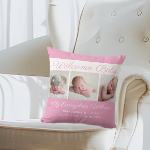 Baby Girl Pink Foto Collage Niedlich Keepake Kissen