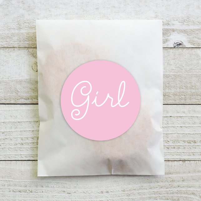 Baby Girl Pink Gender Reveal Party Runder Aufkleber (Von Creator hochgeladen)