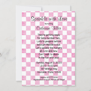 Baby Girl Pink Gingham Sprinkle Dusche Einladung
