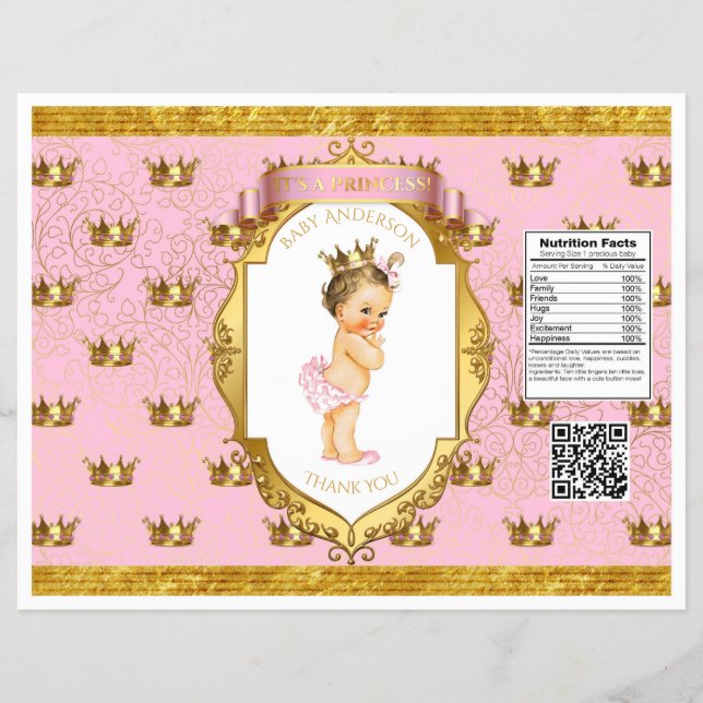 Baby Girl Pink Gold Chip Beutel Flyer (Vorne)