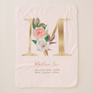 Baby Girl pink & gold Geburtsstatistiken - Letter  Sherpadecke