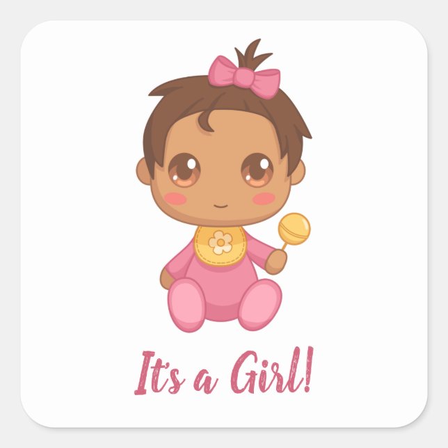 Baby Girl Pink Jumpsuit Custom Text Quadratischer Aufkleber (Vorderseite)