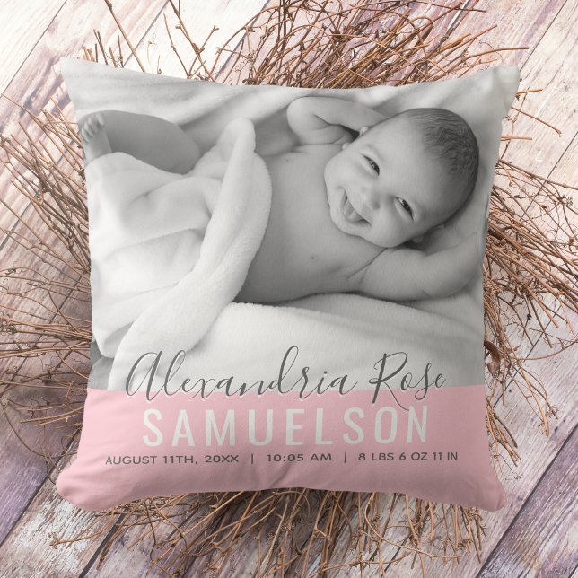 BABY Girl Pink Keepake Name Geburtsdatum FOTO Kissen (Von Creator hochgeladen)