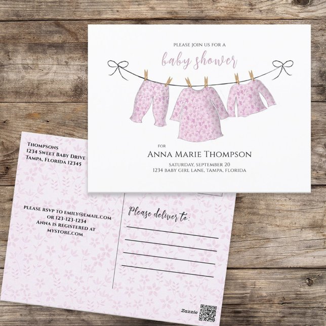 Baby Girl Pink Niedliche Aquarelldecke Postkarte (Von Creator hochgeladen)