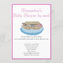 Baby Girl Pink Noah's Ark Baby Shower Einladung