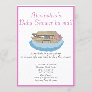 Baby Girl Pink Noah's Ark Baby Shower Einladung