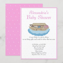 Baby Girl Pink Noah's Ark Baby Shower Einladung