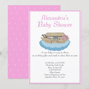 Baby Girl Pink Noah's Ark Baby Shower Einladung