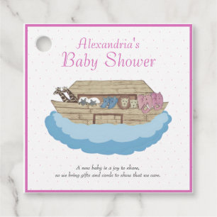 Baby Girl Pink Noah's Ark Baby Shower Einladung Geschenkanhänger