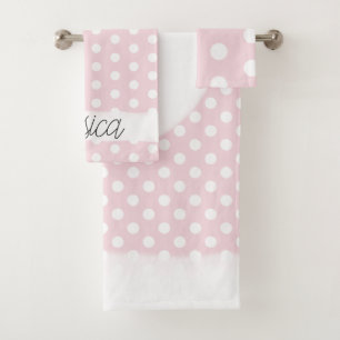 Baby Girl Pink Polka Dot Muster Monogramm Name Badhandtuch Set