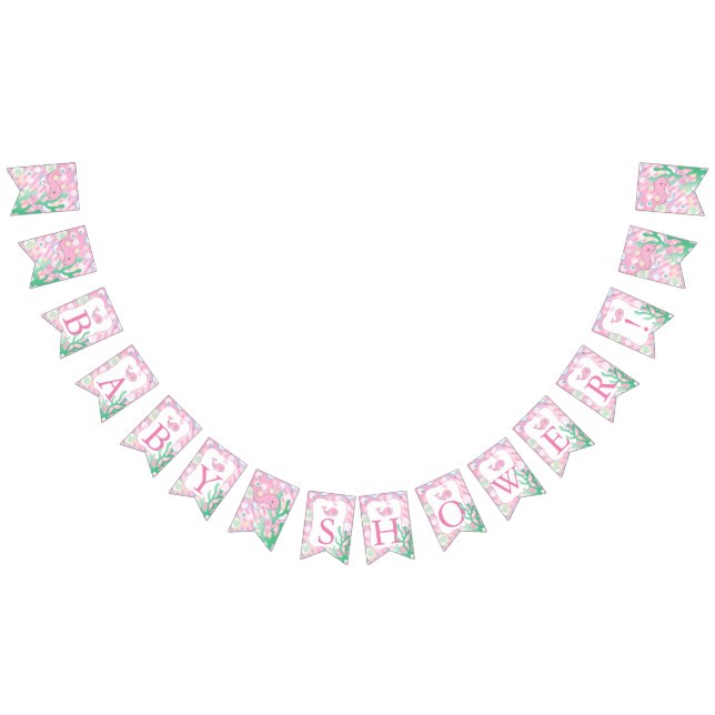 Baby Girl Pink Polka Dotted Whale Baby Dusche Wimpelkette (Alle)