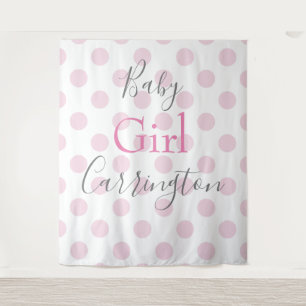 Baby Girl Pink Punkt Script Baby Dusche Wandteppich