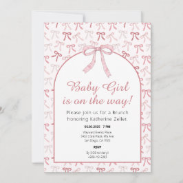 Baby Girl Pink Ribbon Bow Babydusche Einladung