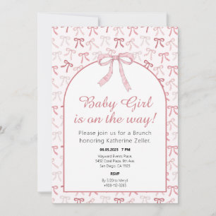 Baby Girl Pink Ribbon Bow Babydusche Einladung