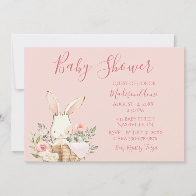 Baby Girl Pink Script Niedlich Elegant Baby Einladung (Vorderseite)