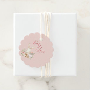 Baby Girl Pink Script Niedlich Elegant Baby Shower Geschenkanhänger