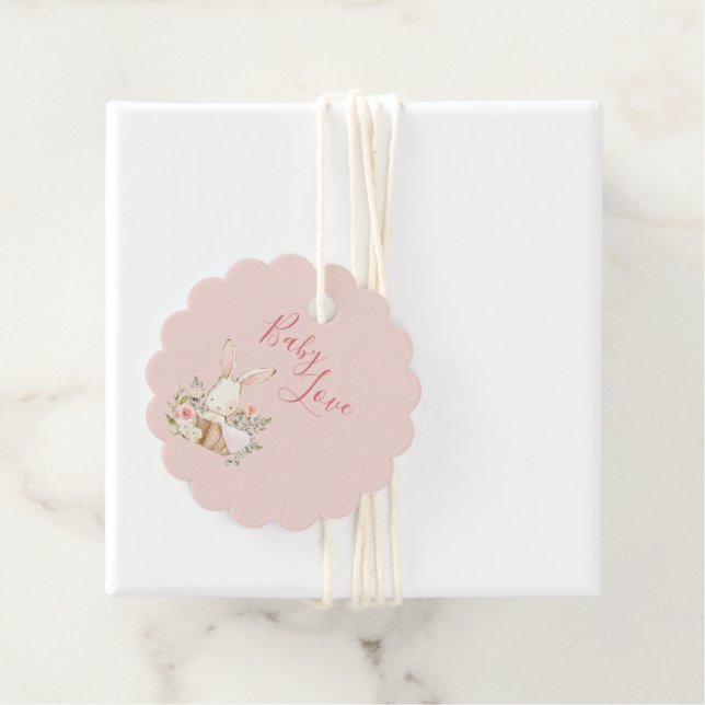 Baby Girl Pink Script Niedlich Elegant Baby Shower Geschenkanhänger (Beispiel)