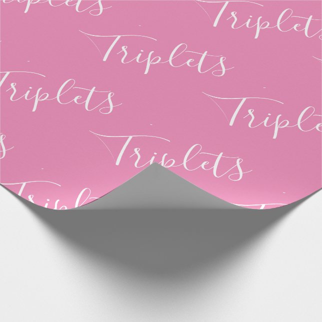 Baby Girl Pink Triplet Girls Script Geschenkpapier (Ecke)