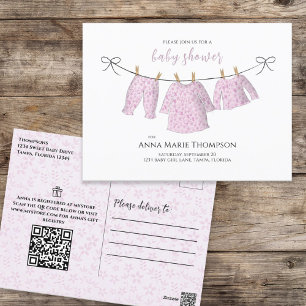 Baby Girl Pink Wasserfarbe Niedliche Blütendecke Postkarte