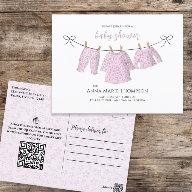 Baby Girl Pink Wasserfarbe Niedliche Blütendecke Postkarte (Von Creator hochgeladen)