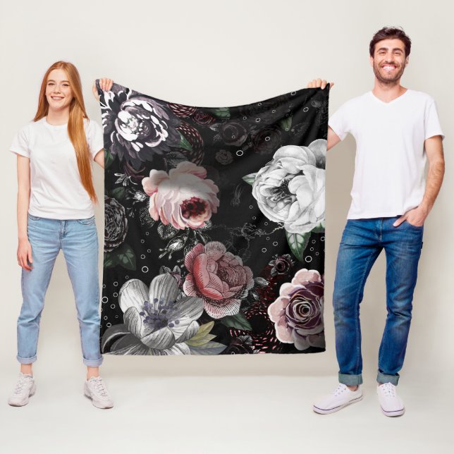 Baby Girl Pink White Black Viktorianisch Rose Must Fleecedecke (Beispiel)