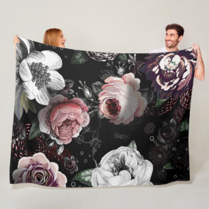 Baby Girl Pink White Black Viktorianisch Rose Must Fleecedecke