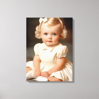 Baby Girl Portrait der 1950er Leinwanddruck