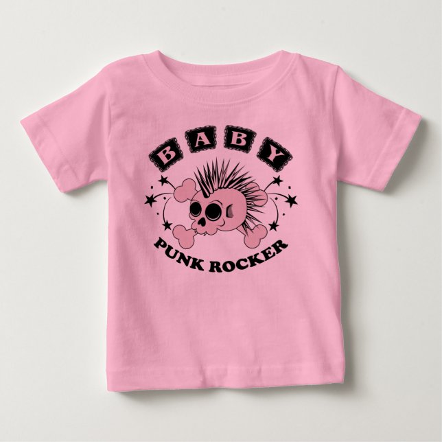 Baby Girl Punk Skull Baby T-shirt (Vorderseite)