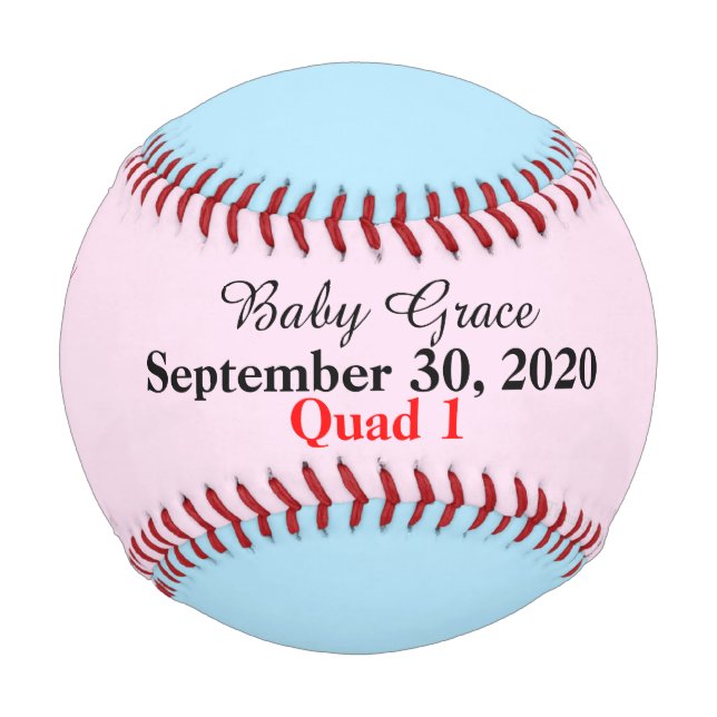 Baby Girl Quad Birth Stat Pink Blue Baseball (Vorderseite)