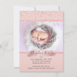 Baby Girl Rose rose Faire-part de naissance | PHOT